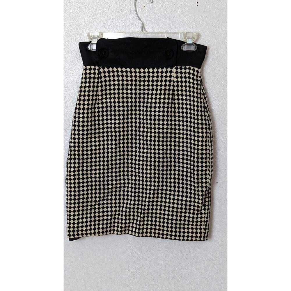 Vintage 80s Karl Lagerfeld Wool Checkered Pencil Skirt Sz Sm